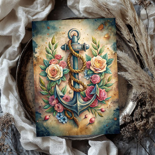 Watercolor vintage shabby chic anchor blush roses tissue paper