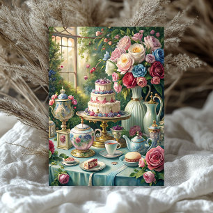 Watercolor vintage shabby chic English tea table Tissue Paper