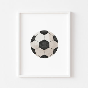 Watercolor vintage soccer ball poster
