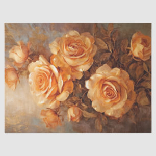 Watercolor vintage sunset orange English roses Tissue Paper