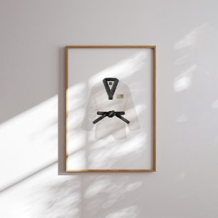 Watercolor vintage Taekwondo dobok poster