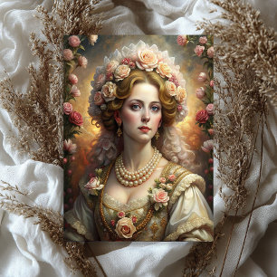 Watercolor vintage Victorian woman lady pink roses Tissue Paper