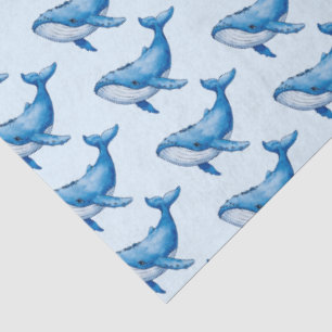 Watercolor Vintage Whale Drawing  Tissue Paper