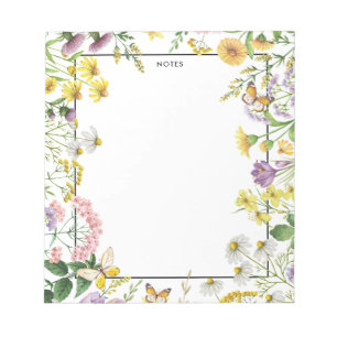 Watercolor Vintage Wildflowers Garden Personised Notepad