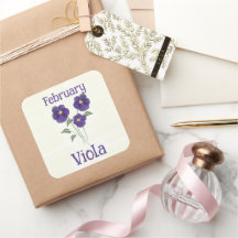 Watercolor Viola Flower February Birthday