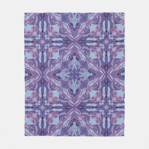 Watercolor Violet Azulejo Spanish Tile  Fleece Blanket