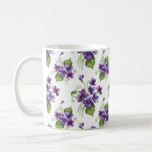 Watercolor Violet Flowers Bouquet Coffee Mug
