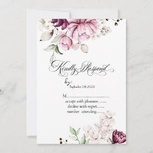 Watercolor Violet Flowers RSVP Invitation
