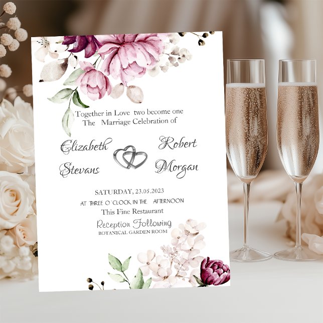 Watercolor Violet Flowers Wedding Invitation (Creator Uploaded)