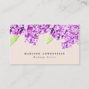 Watercolor Violet Lilac Flowers Business Card