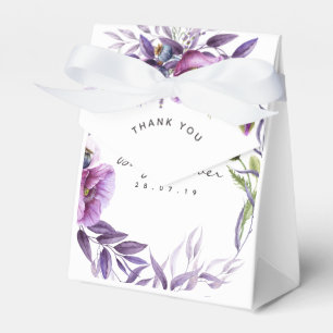 Watercolor Violet Poppy Floral Baby Shower Thanks Favour Box