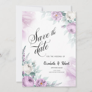 Watercolor Violet Roses Save The Date
