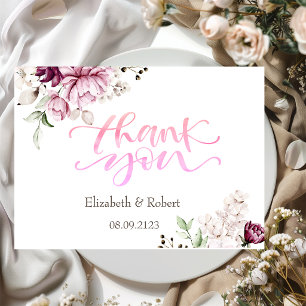 Watercolor Violet Roses Thank You Card