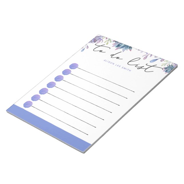 Watercolor violet Succulents Notepad (Angled)