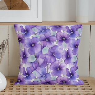 Watercolor Violet Velvet Cushion