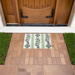 Watercolor violets and stripes doormat