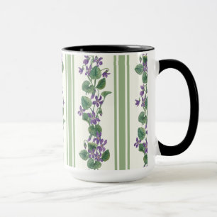 Watercolor violets and stripes mug