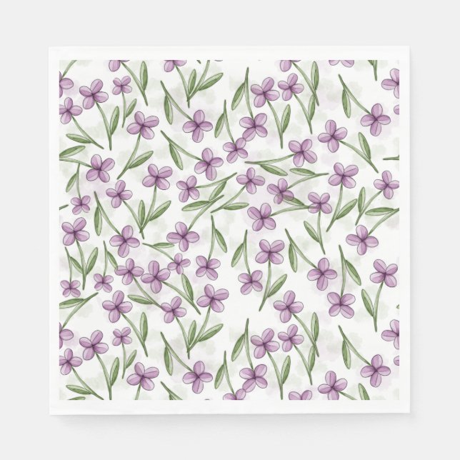 Watercolor Violets Napkin (Front)