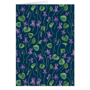 Watercolor violets on blue