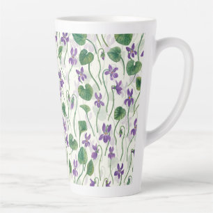 Watercolor violets on off white latte mug