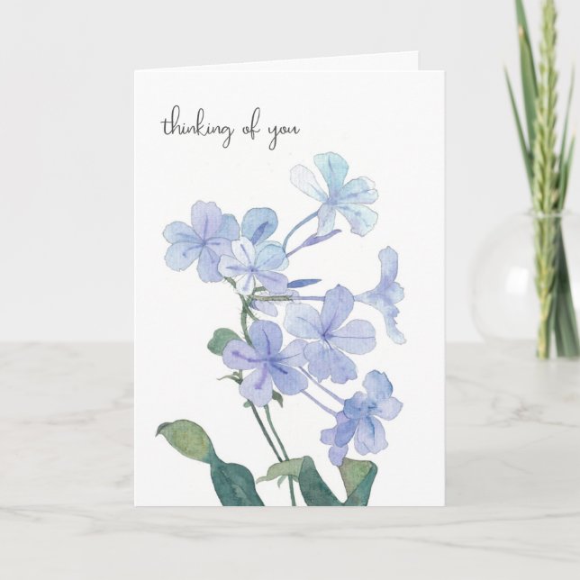 Watercolor Violets Thinking of You Card (Front)