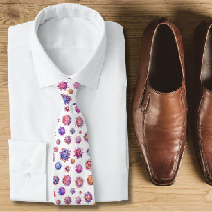 Watercolor Virus Bacteria Blue Pattern Tie