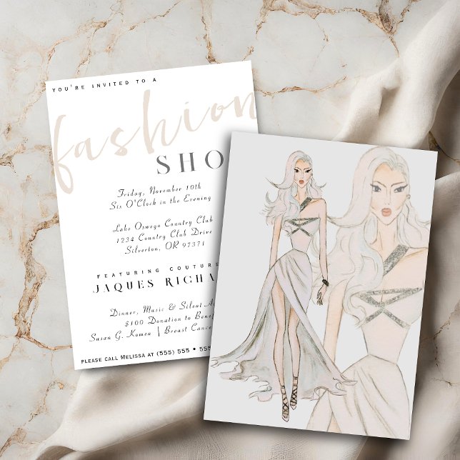 Watercolor Vogue Couture Fashion Show Invitation (Creator Uploaded)