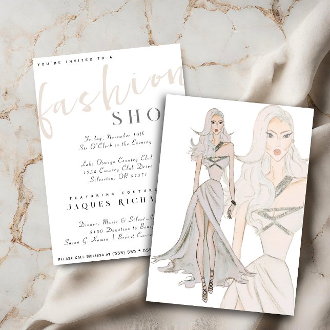 Watercolor Vogue Couture Fashion Show Invitation (Creator Uploaded)