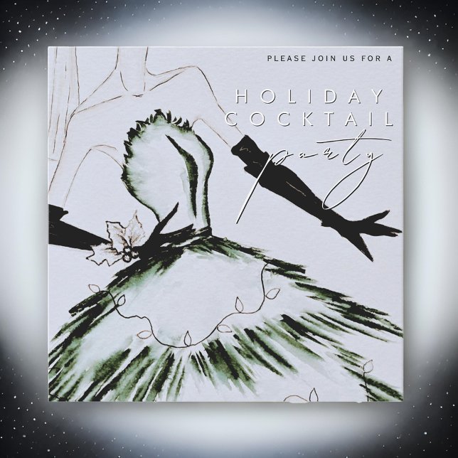 Watercolor Vogue Fashion Holiday Cocktail Party Invitation (Creator Uploaded)