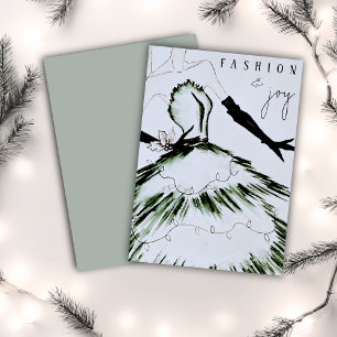 Watercolor Vogue Fashion Model Christmas Holiday Card