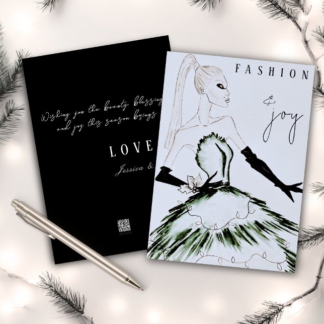 Watercolor Vogue Fashion Model Christmas Holiday Card (Creator Uploaded)