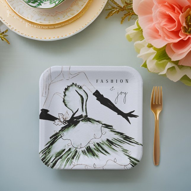 Watercolor Vogue Fashion Model Holiday Paper Plate (Creator Uploaded)