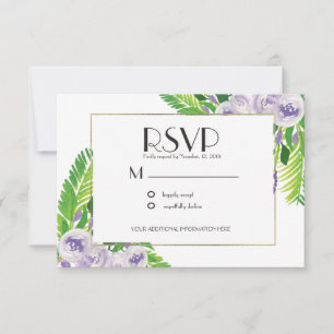 Watercolor Voilet Purple Wedding Floral Invitation
