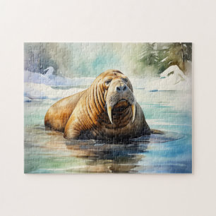 Watercolor Walrus Arctic Jigsaw Puzzle
