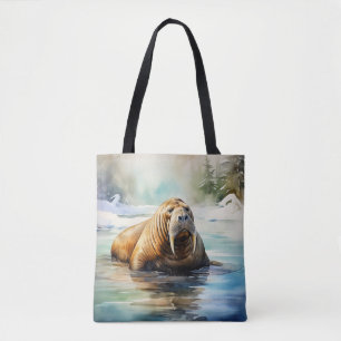 Watercolor Walrus Arctic Tote Bag