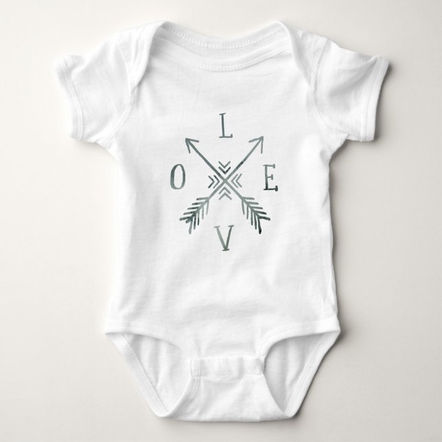 Watercolor Wanderlust Adventure III | Love Baby Bodysuit (Front)