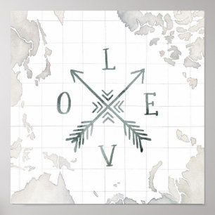 Watercolor Wanderlust Adventure III   Love Poster