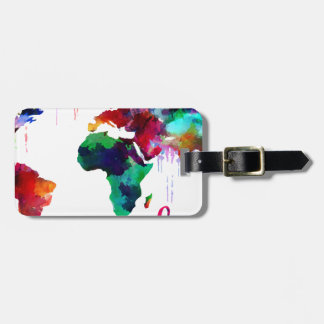 Watercolor Wanderlust World Map Luggage Tag