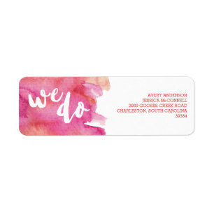 Watercolor Warm Romance Wedding Return Address Label