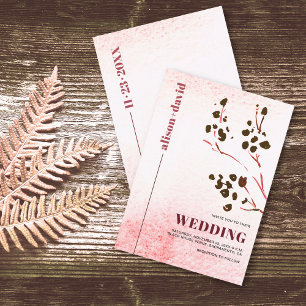 Watercolor wash and branch Japandi wedding Invitation
