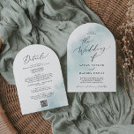 Watercolor Wash Blue All In One QR Arch Wedding Invitation<br><div class="desc">This watercolor wash blue all in one QR arch wedding invitation is perfect for a modern wedding. The simple and classic design features a splash of pastel light blue water colour with minimalist elegant style. Save paper by including the details on the back of the wedding invitation instead of on...</div>