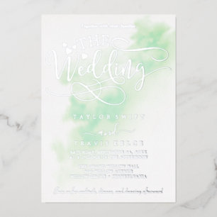 Watercolor Wash   Blue and Silver Foil Wedding 