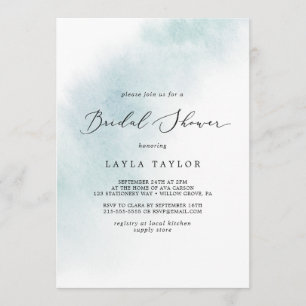 Watercolor Wash Blue Bridal Shower Invitation