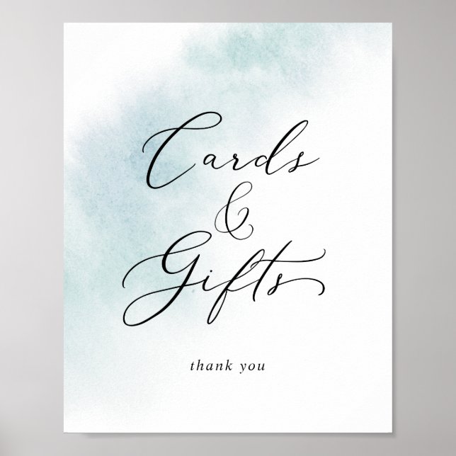 Watercolor Wash | Blue Cards and Gifts Sign (Front)