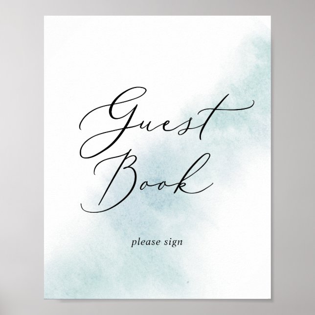 Watercolor Wash | Blue Guest Book Sign (Front)