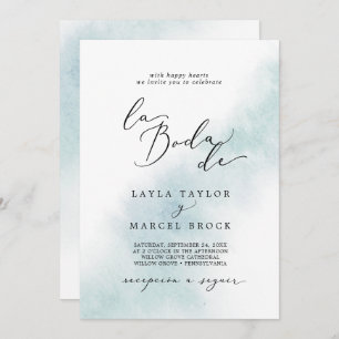 Watercolor Wash   Blue La Boda De Wedding Invitation