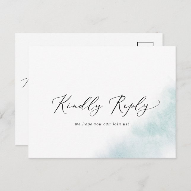 Watercolor Wash | Blue Song RSVP Postcard (Front/Back)