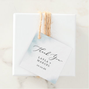 Watercolor Wash Blue Thank You Favour Tags