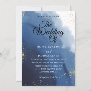 Watercolor Wash   blue The Wedding  Invitation