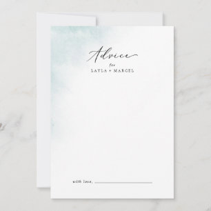 Watercolor Wash   Blue Wedding Advice Card